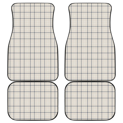 Beige Tattersall Pattern Print Front and Back Car Floor Mats