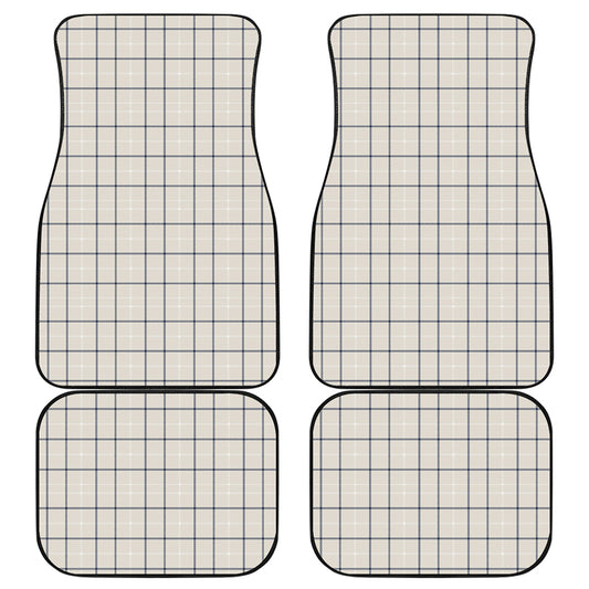 Beige Tattersall Pattern Print Front and Back Car Floor Mats