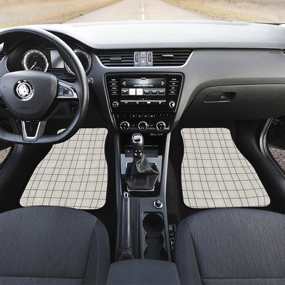 Beige Tattersall Pattern Print Front and Back Car Floor Mats