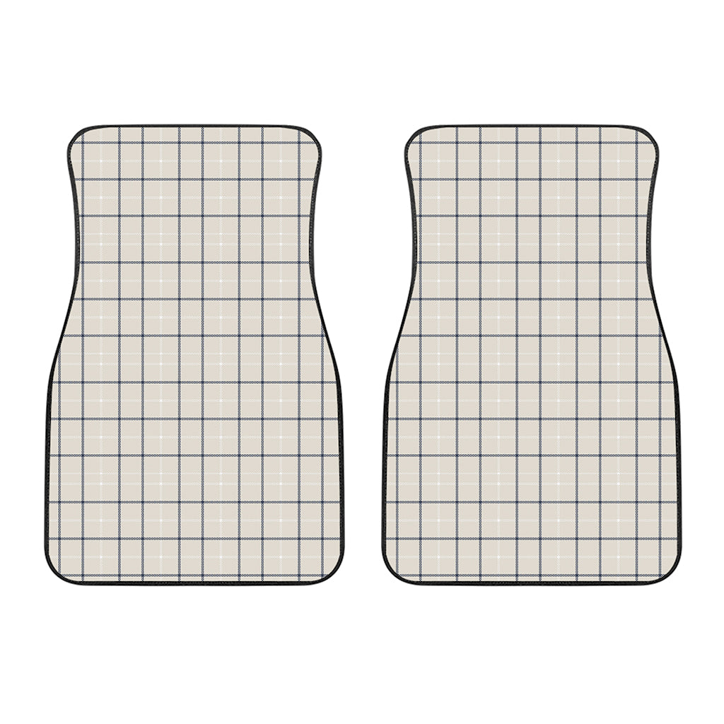 Beige Tattersall Pattern Print Front Car Floor Mats