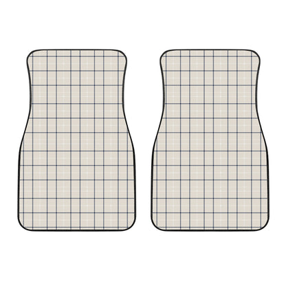Beige Tattersall Pattern Print Front Car Floor Mats