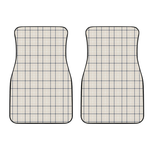 Beige Tattersall Pattern Print Front Car Floor Mats