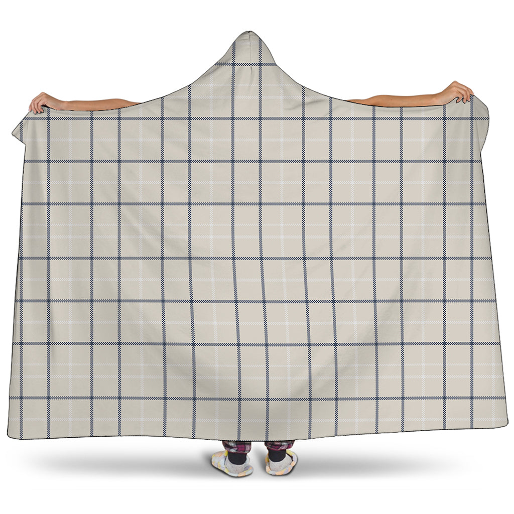 Beige Tattersall Pattern Print Hooded Blanket