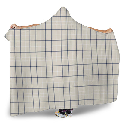 Beige Tattersall Pattern Print Hooded Blanket