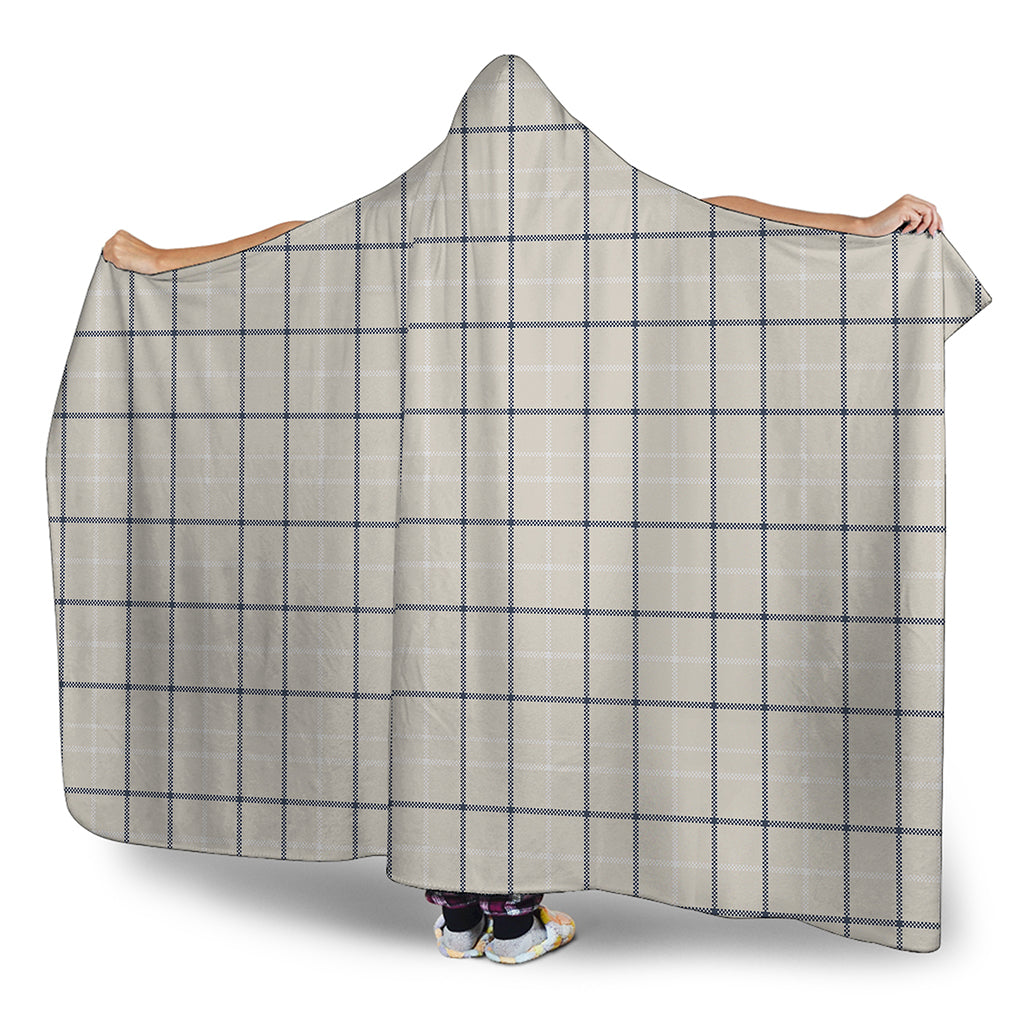 Beige Tattersall Pattern Print Hooded Blanket