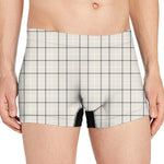 Beige Tattersall Pattern Print Men's Boxer Briefs