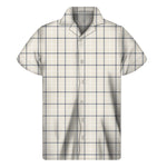 Beige Tattersall Pattern Print Men's Short Sleeve Shirt
