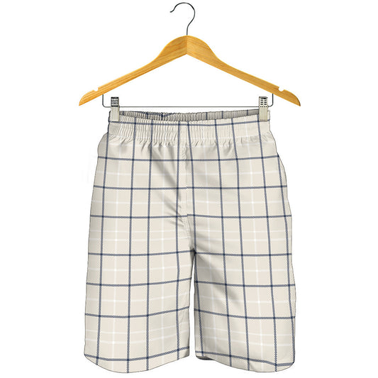 Beige Tattersall Pattern Print Men's Shorts
