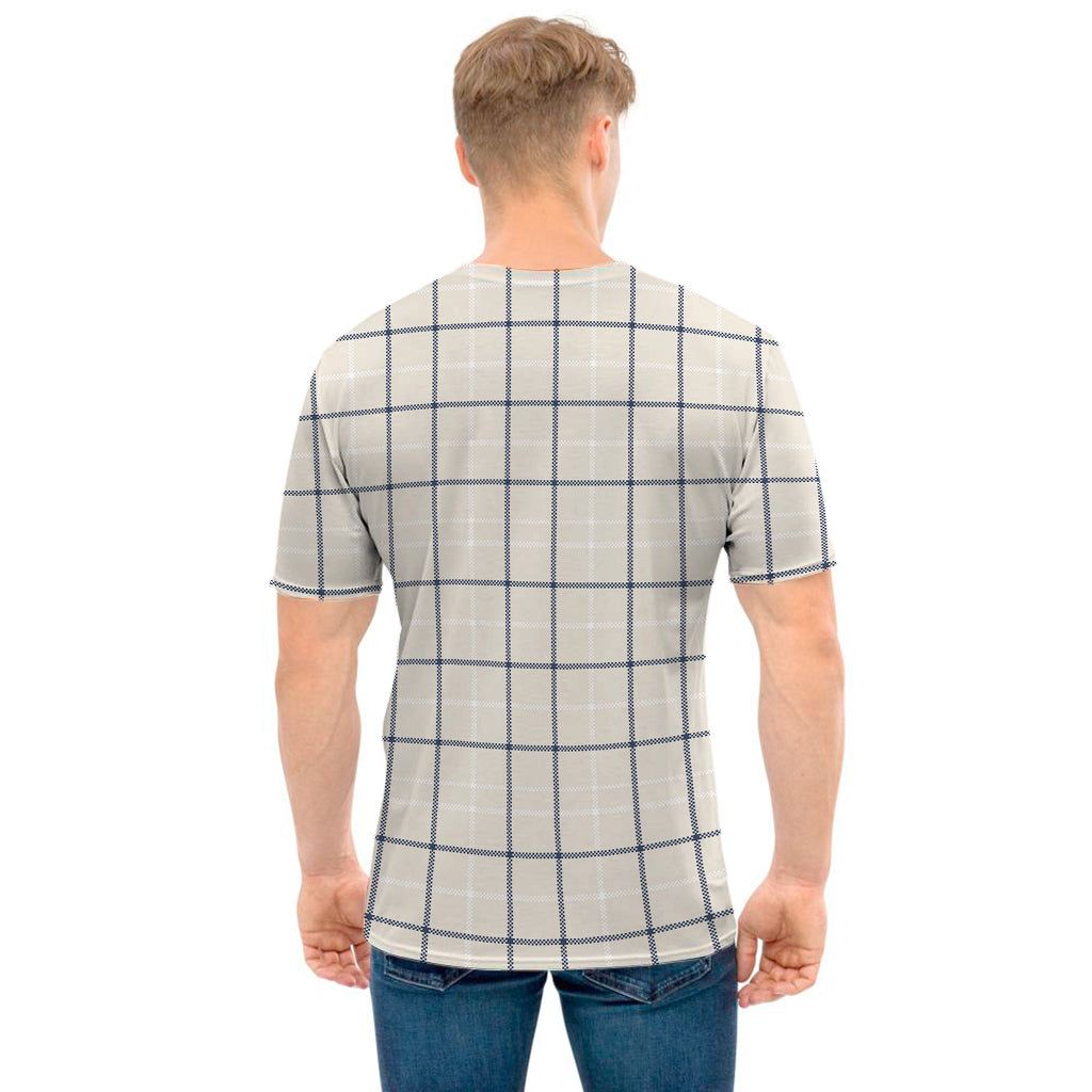 Beige Tattersall Pattern Print Men's T-Shirt