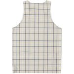 Beige Tattersall Pattern Print Men's Tank Top