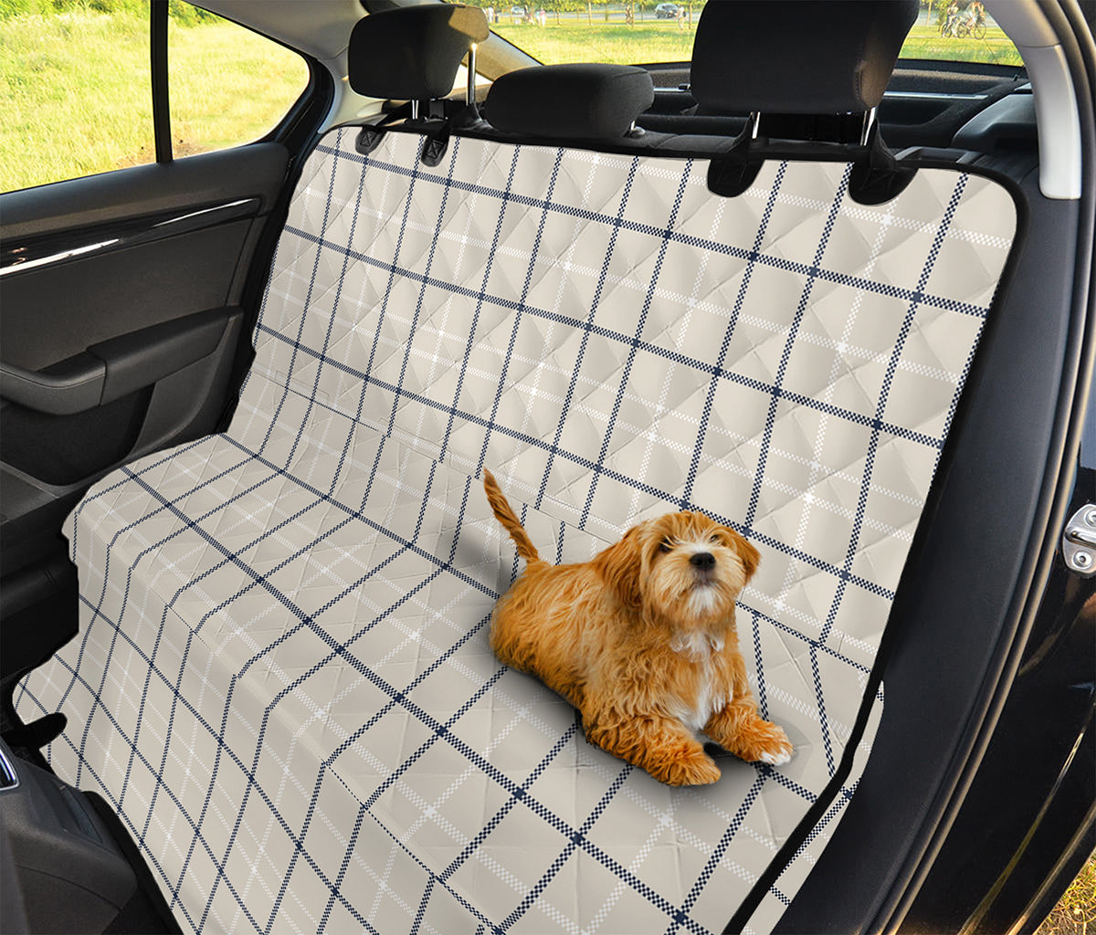 Beige Tattersall Pattern Print Pet Car Back Seat Cover