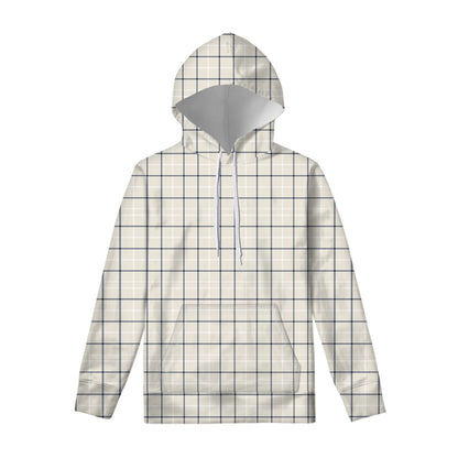 Beige Tattersall Pattern Print Pullover Hoodie