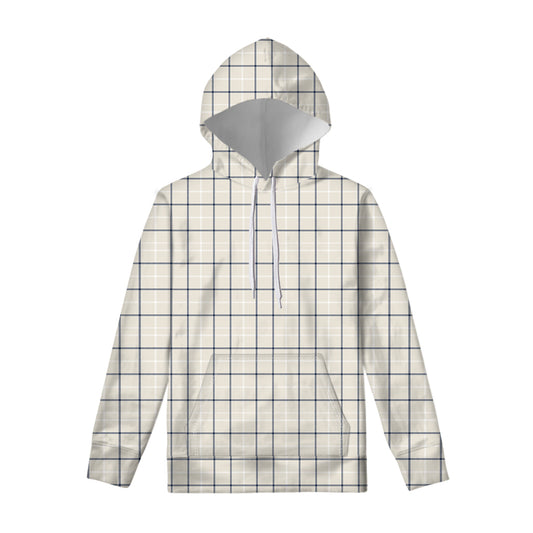 Beige Tattersall Pattern Print Pullover Hoodie
