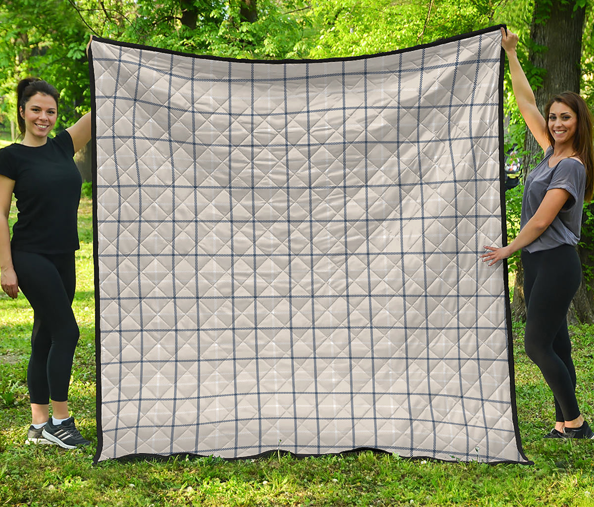 Beige Tattersall Pattern Print Quilt
