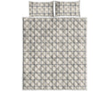Beige Tattersall Pattern Print Quilt Bed Set