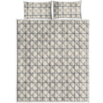 Beige Tattersall Pattern Print Quilt Bed Set