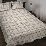 Beige Tattersall Pattern Print Quilt Bed Set