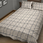 Beige Tattersall Pattern Print Quilt Bed Set