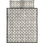 Beige Tattersall Pattern Print Quilt Bed Set