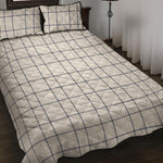 Beige Tattersall Pattern Print Quilt Bed Set