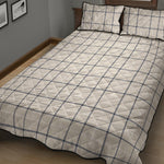 Beige Tattersall Pattern Print Quilt Bed Set