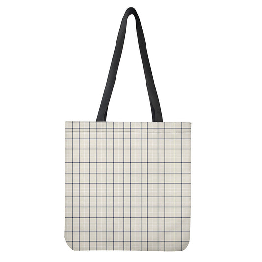 Beige Tattersall Pattern Print Tote Bag