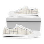 Beige Tattersall Pattern Print White Low Top Shoes