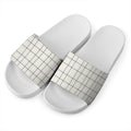 Beige Tattersall Pattern Print White Slide Sandals