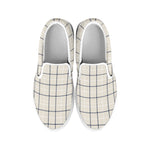 Beige Tattersall Pattern Print White Slip On Shoes
