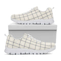 Beige Tattersall Pattern Print White Running Shoes