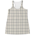 Beige Tattersall Pattern Print Women's Racerback Tank Top