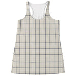 Beige Tattersall Pattern Print Women's Racerback Tank Top