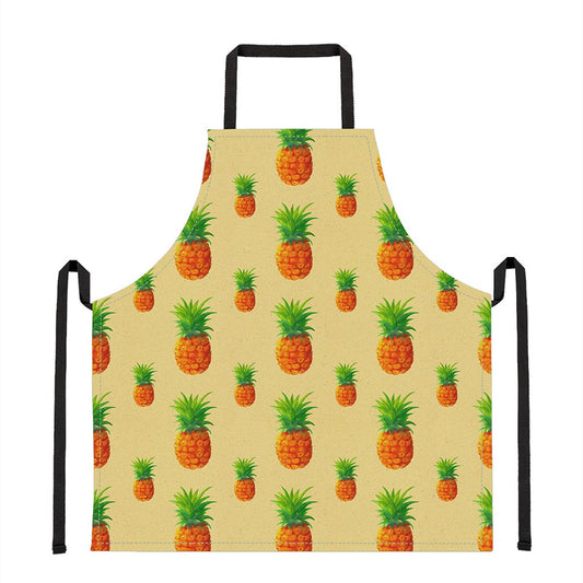 Beige Watercolor Pineapple Pattern Print Apron