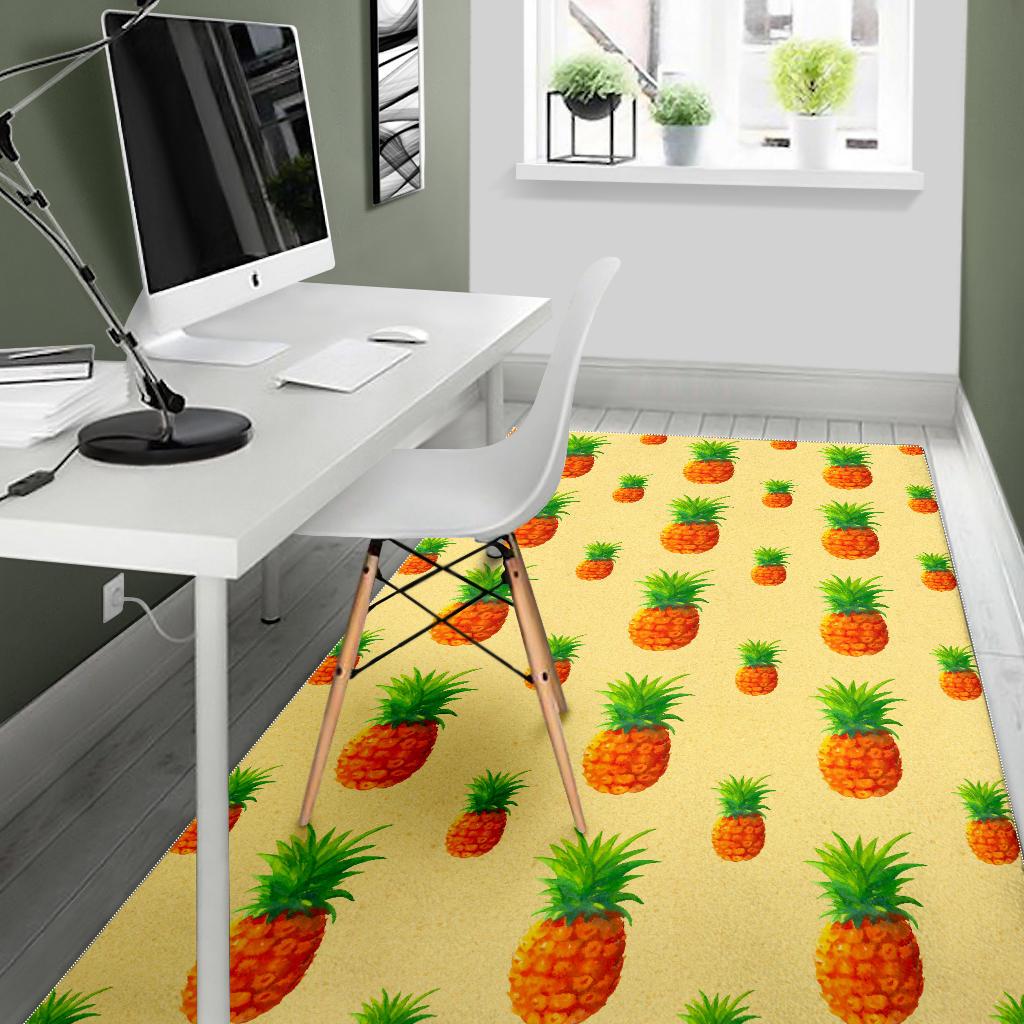 Beige Watercolor Pineapple Pattern Print Area Rug GearFrost