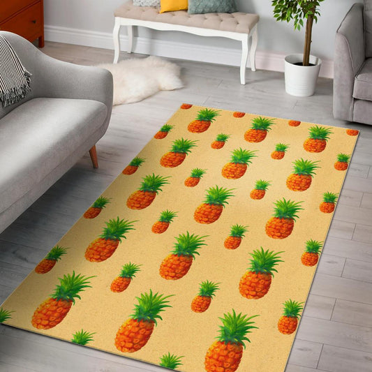 Beige Watercolor Pineapple Pattern Print Area Rug GearFrost