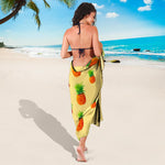 Beige Watercolor Pineapple Pattern Print Beach Sarong Wrap