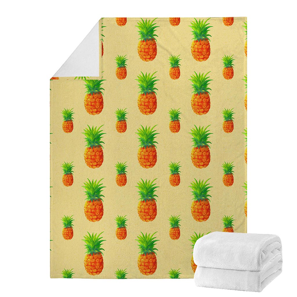 Beige Watercolor Pineapple Pattern Print Blanket