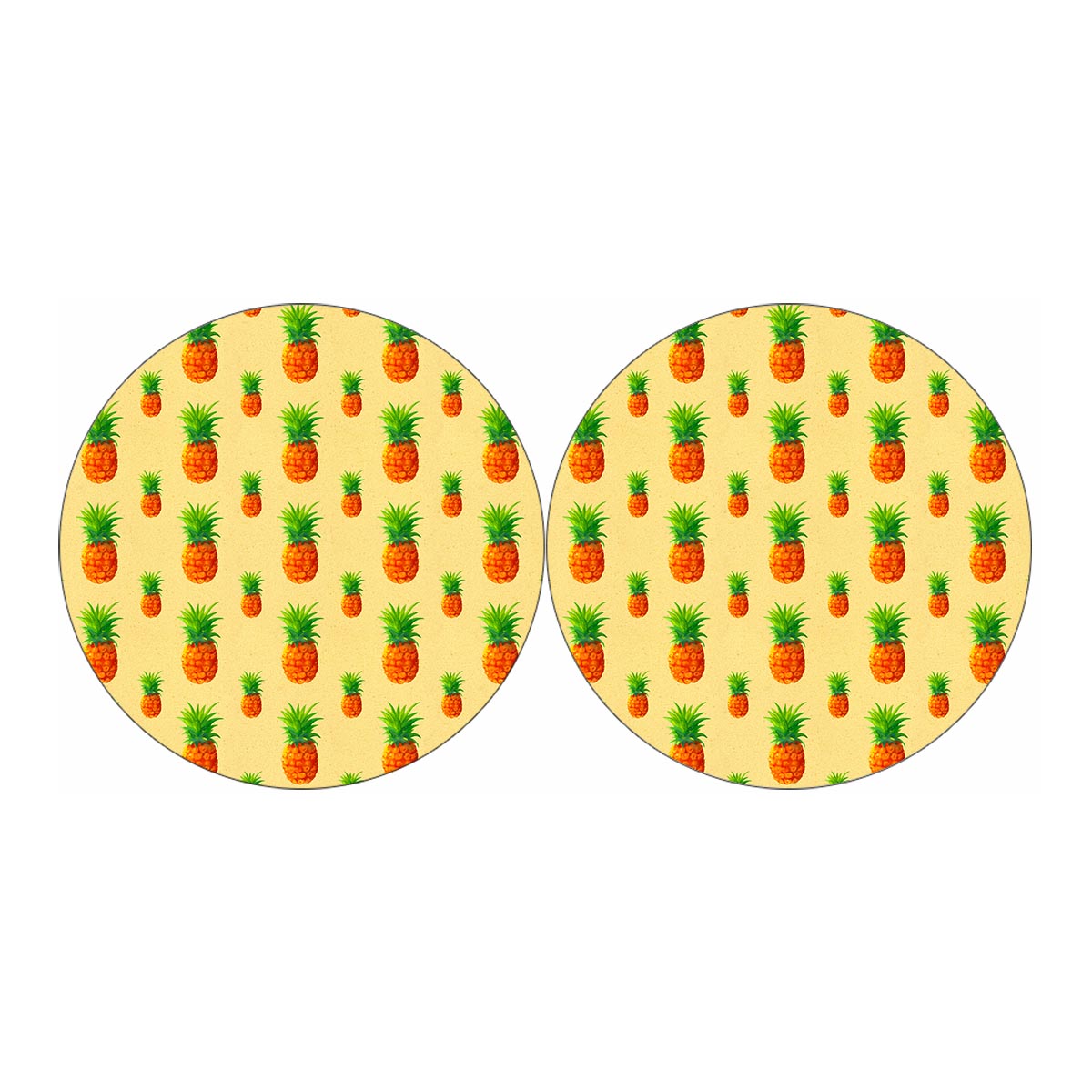 Beige Watercolor Pineapple Pattern Print Car Coasters