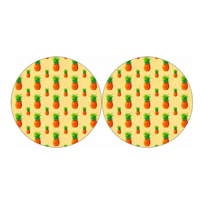 Beige Watercolor Pineapple Pattern Print Car Coasters