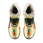Beige Watercolor Pineapple Pattern Print Comfy Boots GearFrost