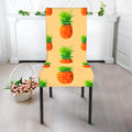 Beige Watercolor Pineapple Pattern Print Dining Chair Slipcover
