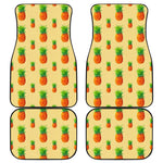 Beige Watercolor Pineapple Pattern Print Front and Back Car Floor Mats