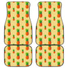Beige Watercolor Pineapple Pattern Print Front and Back Car Floor Mats