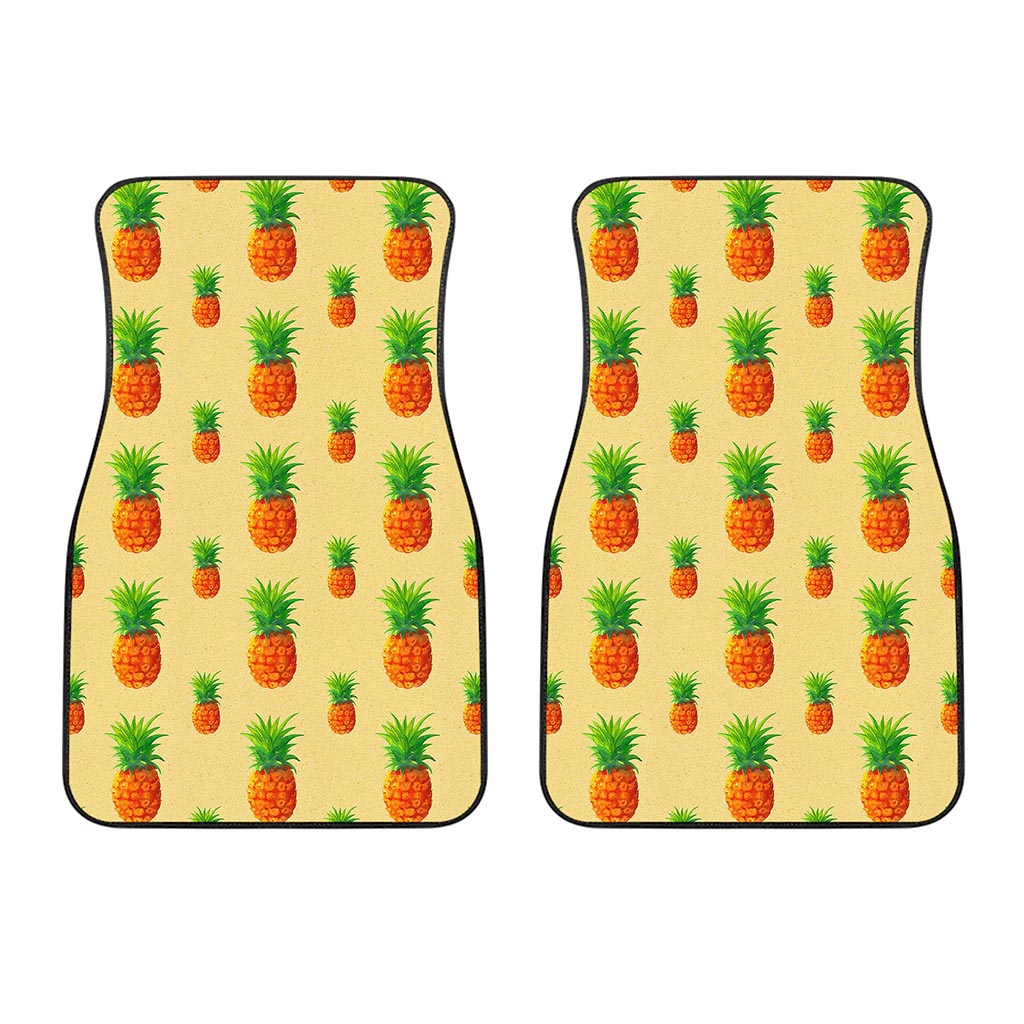 Beige Watercolor Pineapple Pattern Print Front Car Floor Mats