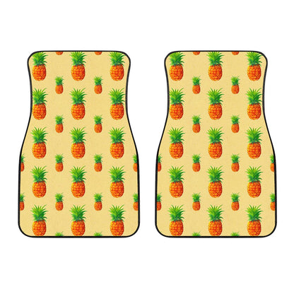 Beige Watercolor Pineapple Pattern Print Front Car Floor Mats