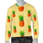 Beige Watercolor Pineapple Pattern Print Men's Crewneck Sweatshirt GearFrost