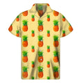 Beige Watercolor Pineapple Pattern Print Men's Short Sleeve Shirt