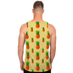 Beige Watercolor Pineapple Pattern Print Men's Tank Top