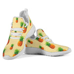 Beige Watercolor Pineapple Pattern Print Mesh Knit Shoes GearFrost