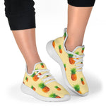 Beige Watercolor Pineapple Pattern Print Mesh Knit Shoes GearFrost